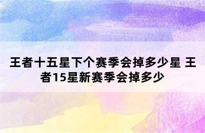 王者十五星下个赛季会掉多少星 王者15星新赛季会掉多少